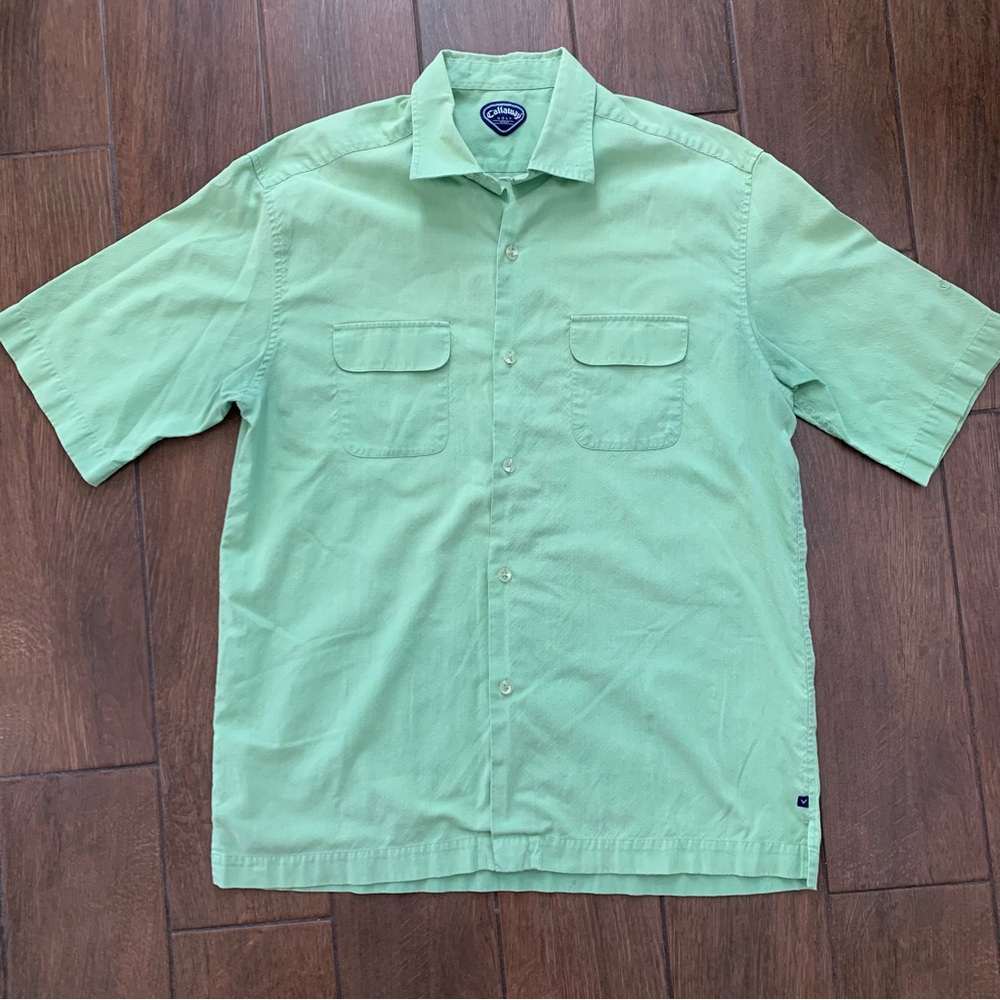 Callaway Golf Mint Green Button Down Golf Shirt sz Large